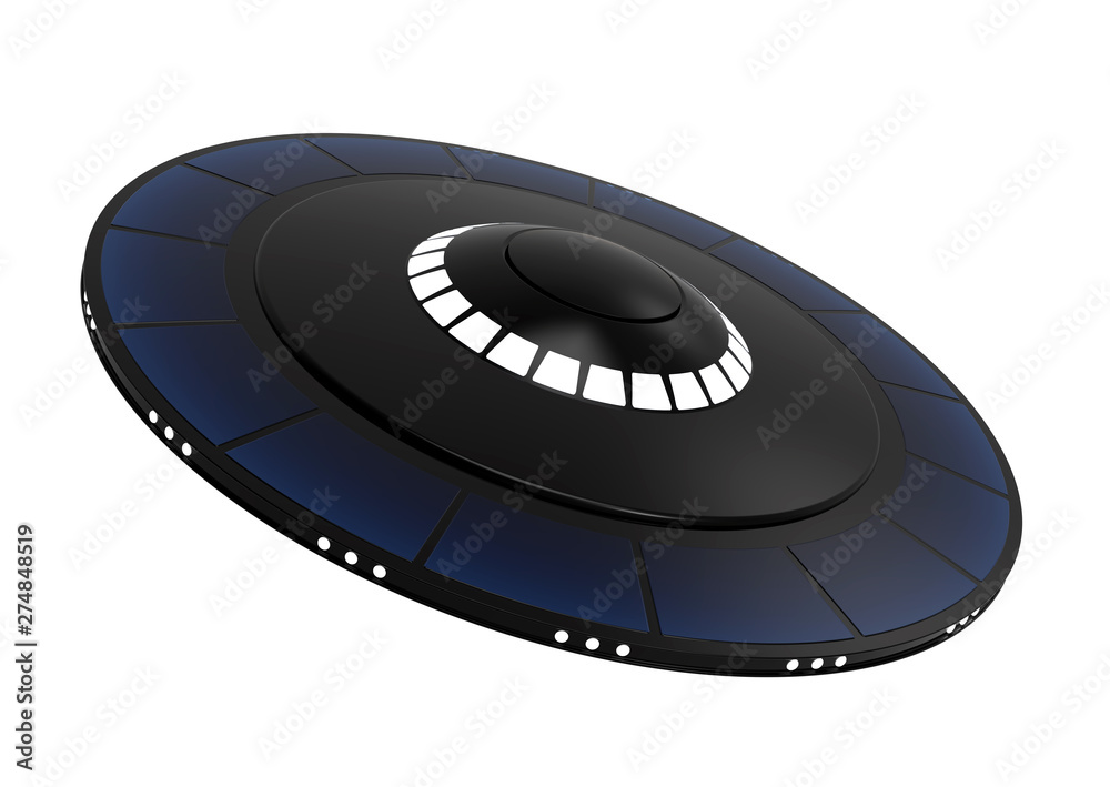 UFO spacecraft. Alien Space Ship. 3D Illustration.