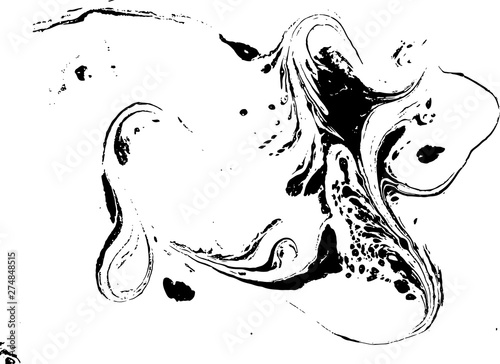 Fototapeta Naklejka Na Ścianę i Meble -  Black and white marbling pattern. Monochrome marble liquid vector texture.