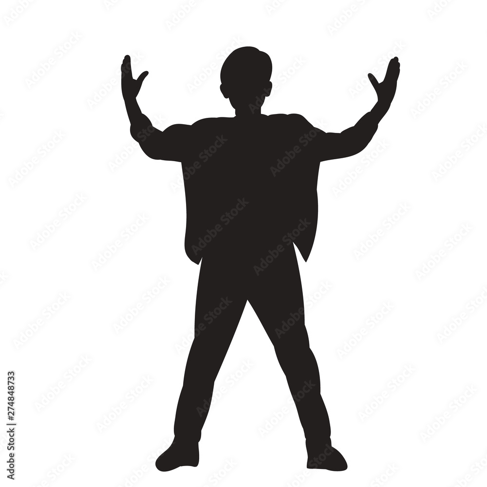 isolated, silhouette of a guy, boy dancing