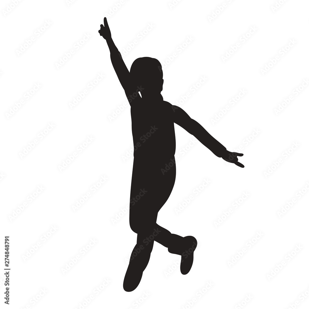 vector, isolated, silhouette guy, boy jumping