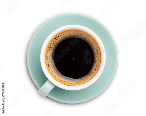 coffee cup top view  isolated on white background. with clipping path.