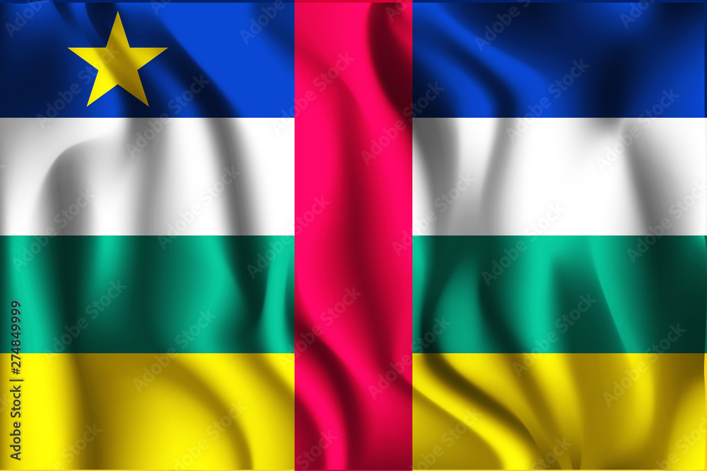 Obraz premium Flag of Central African Republic. Rectangular Icon. Waving Effect. Vector
