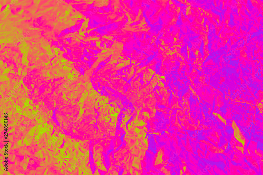 Abstract background holographic color wrinkled foil. Trendy texture. Neon colored texture for your design. Proton Purple. Plastic pink.