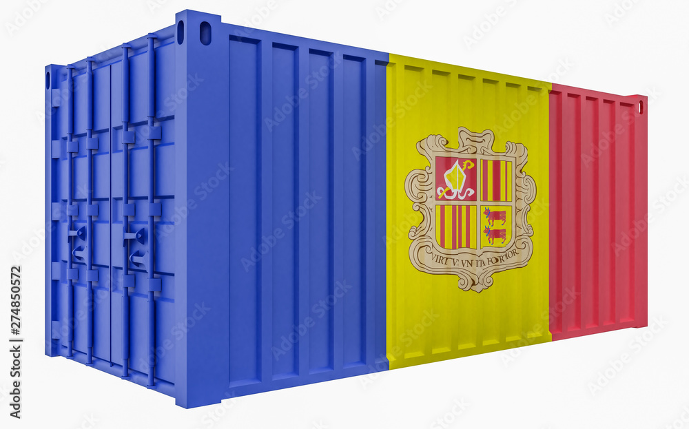 3D Illustration of Cargo Container with Andorra Flag 3D Illustration of Cargo Container with Andorra Flag