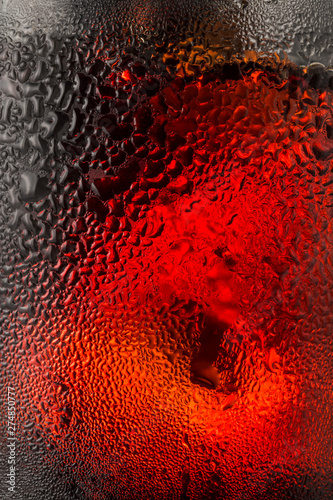 The drops of water on the glass