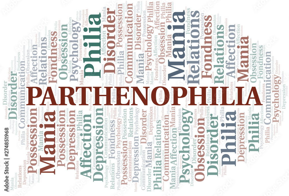 Parthenophilia word cloud. Type of Philia.