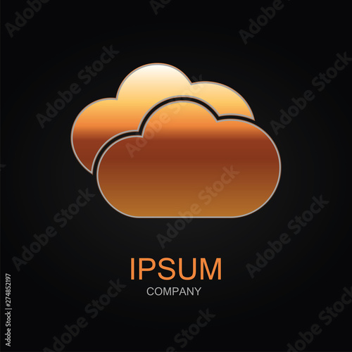 Clouds sky vector icon. Design logo element. Isolated on black background.