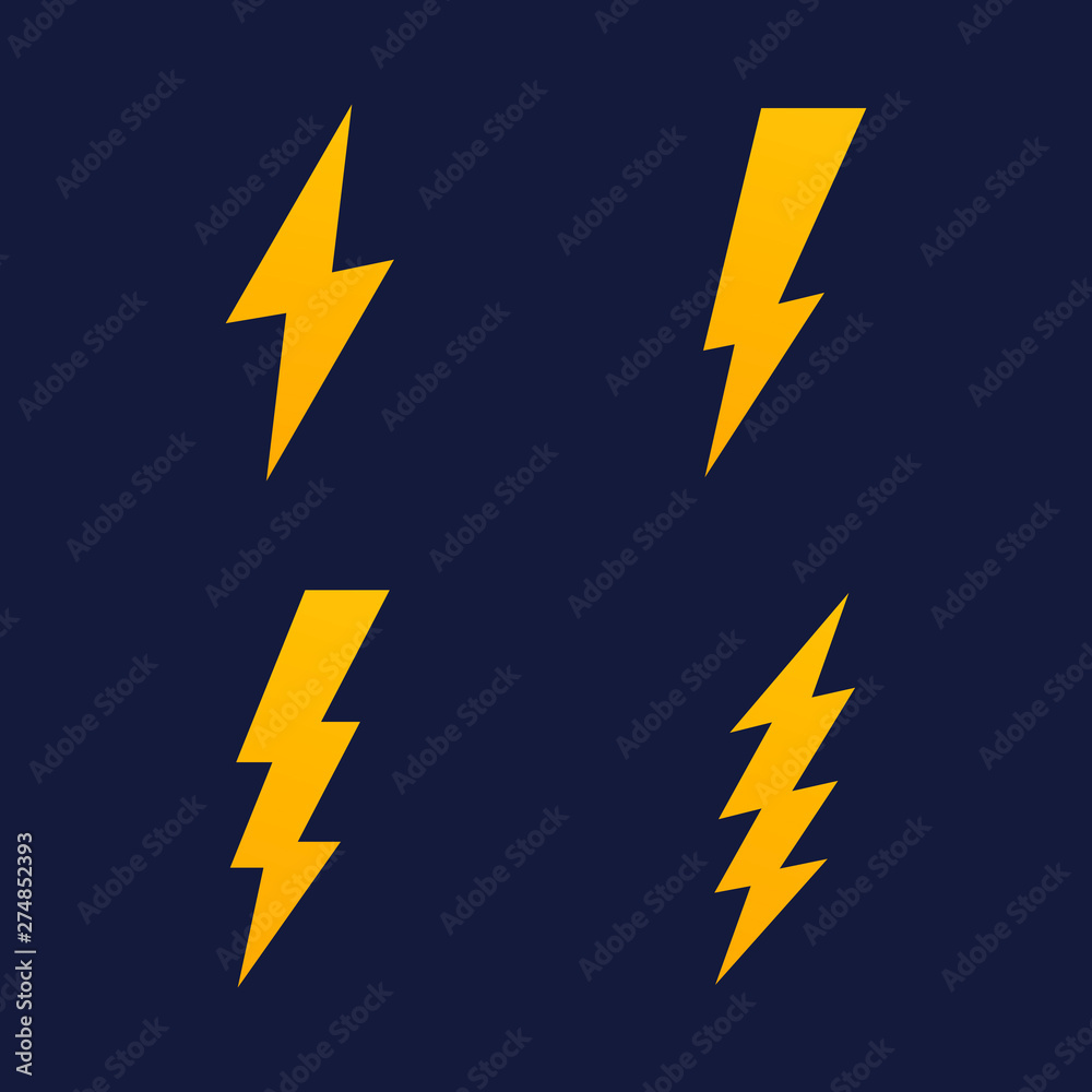 Set Lightning bolt. Thunderbolt, lightning strike. Modern flat style vector illustration Set Lightning bolt. Thunderbolt, lightning strike. Modern flat style vector illustration