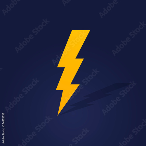 Free Download Lightning bolt with shadow. Thunderbolt, lightning strike. Modern flat style vector illustration - GFXLoad