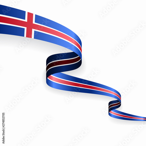 Icelandic flag wavy abstract background. Vector illustration.