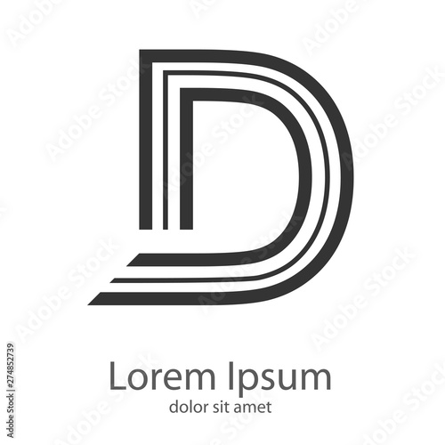 Logotipo con letra D con líneas en paralelo en color gris