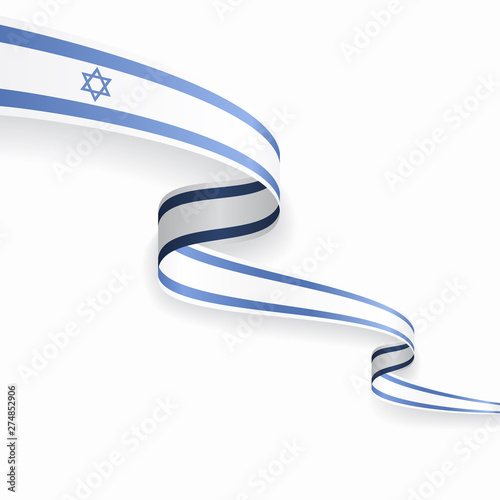 Israeli flag wavy abstract background. Vector illustration.