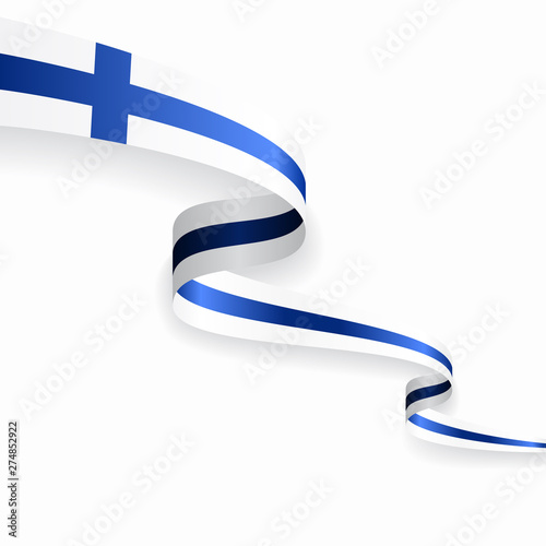 Finnish flag wavy abstract background. Vector illustration.