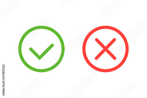 Check mark green and red icons. Modern vector illustration flat style