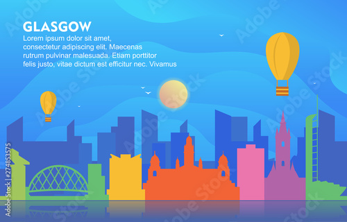Glasgow City Building Cityscape Skyline Dynamic Background Illustration