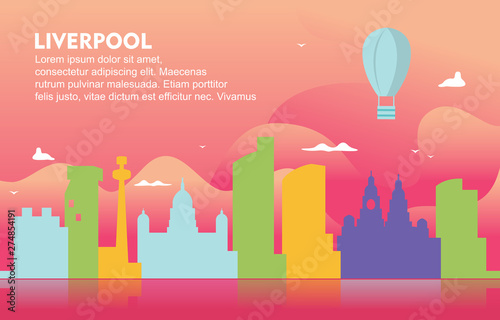 Liverpool City Building Cityscape Skyline Dynamic Background Illustration
