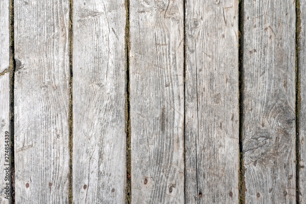 Fototapeta premium Background, old gray wooden boards, front view
