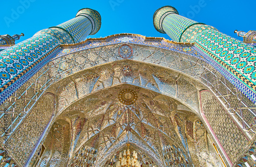 The mirrorwork in Imamzadeh Helal Ali Holy Shrine, Aran o Bidgol, Iran photo