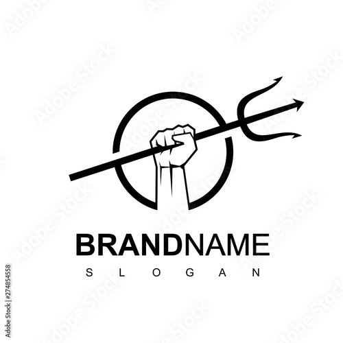 Trident Hand In Circle Frame Logo