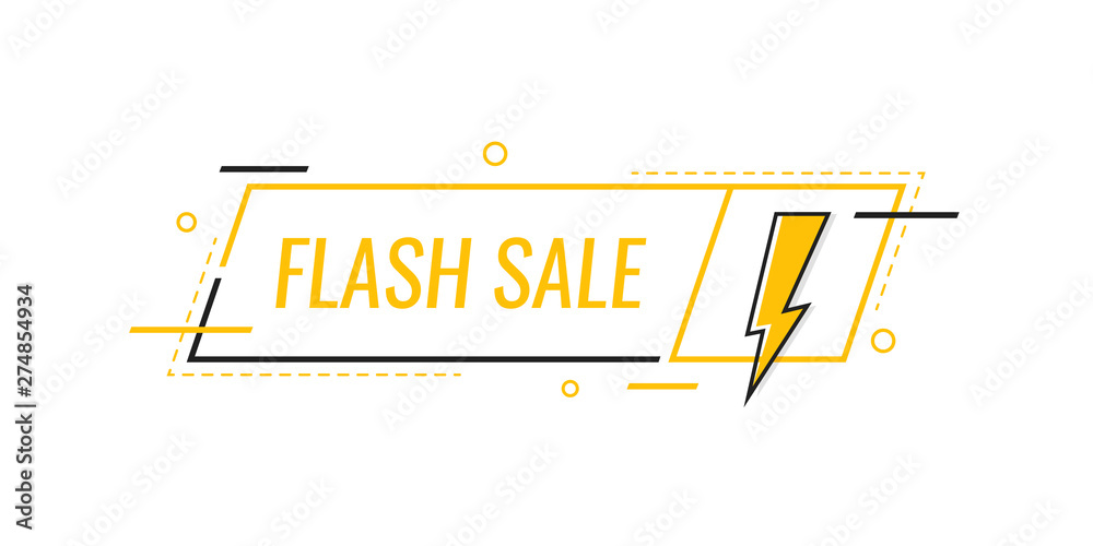 Flash sale. Badge with lightning bolt. Banner template design for business, marketing and advertising. Modern flat style vector illustration - obrazy, fototapety, plakaty 