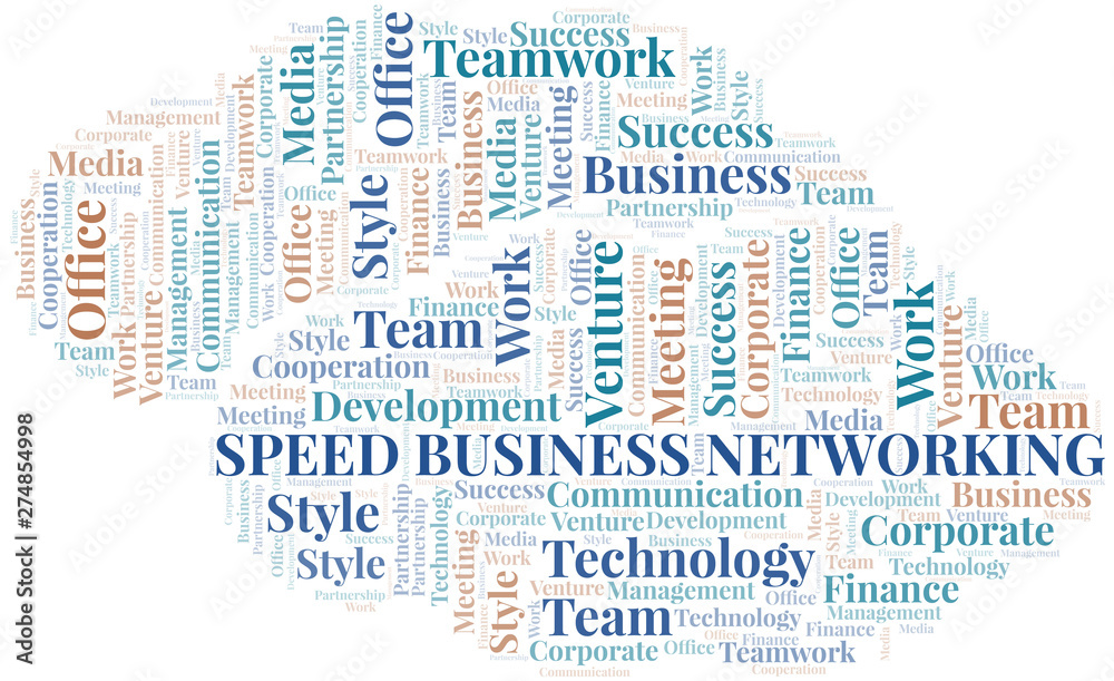 Speed Business Networking word cloud. Collage made with text only.