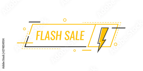 Flash sale. Badge with lightning bolt. Banner template design for business, marketing and advertising. Modern flat style vector illustration