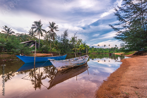 The Couple Traditional boat at bintan island Indonesia