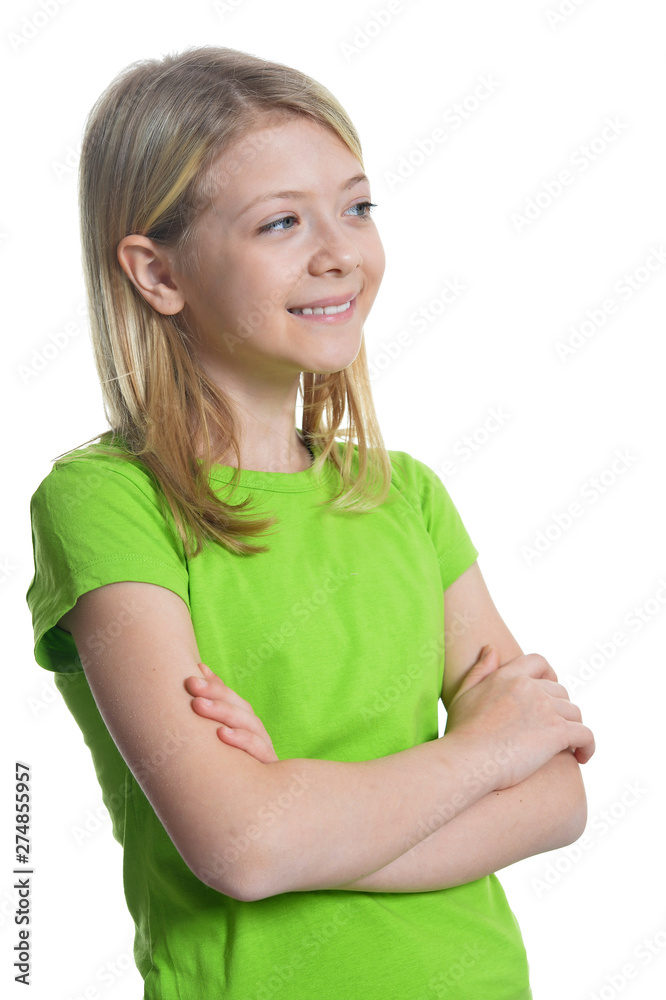 Portrait of cute little girl posing isolated on white background Portrait of cute little girl posing isolated on white background