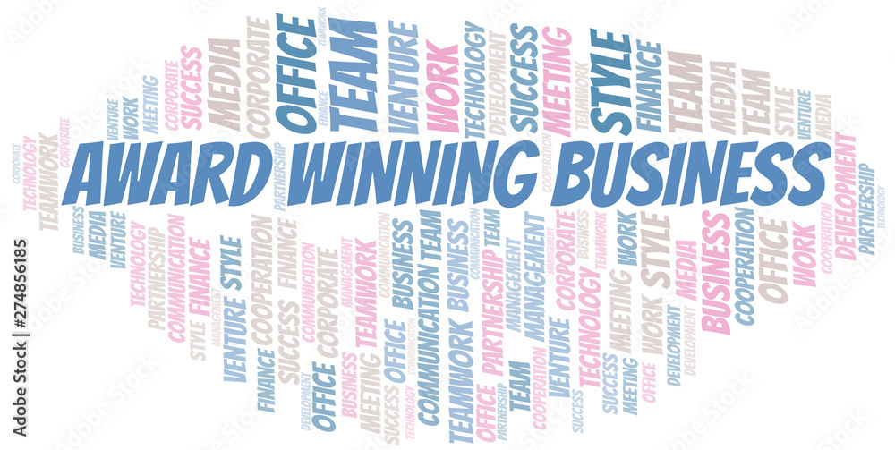 Fototapeta premium Award Winning Business word cloud. Collage made with text only.