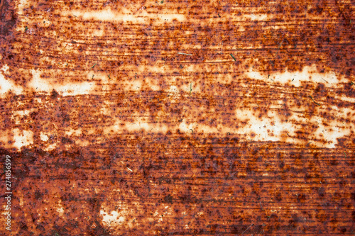 old painted metal surface corroded, selective focus
