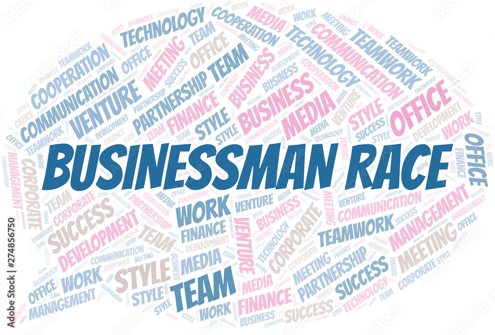 Fototapeta premium Businessman Race word cloud. Collage made with text only.