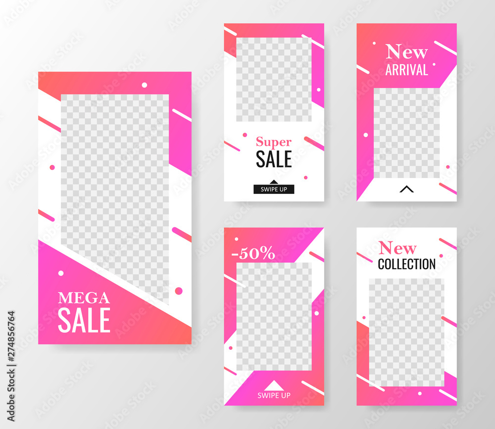 Trendy editable template for social networks stories. Design backgrounds for social media. Modern vector illustration