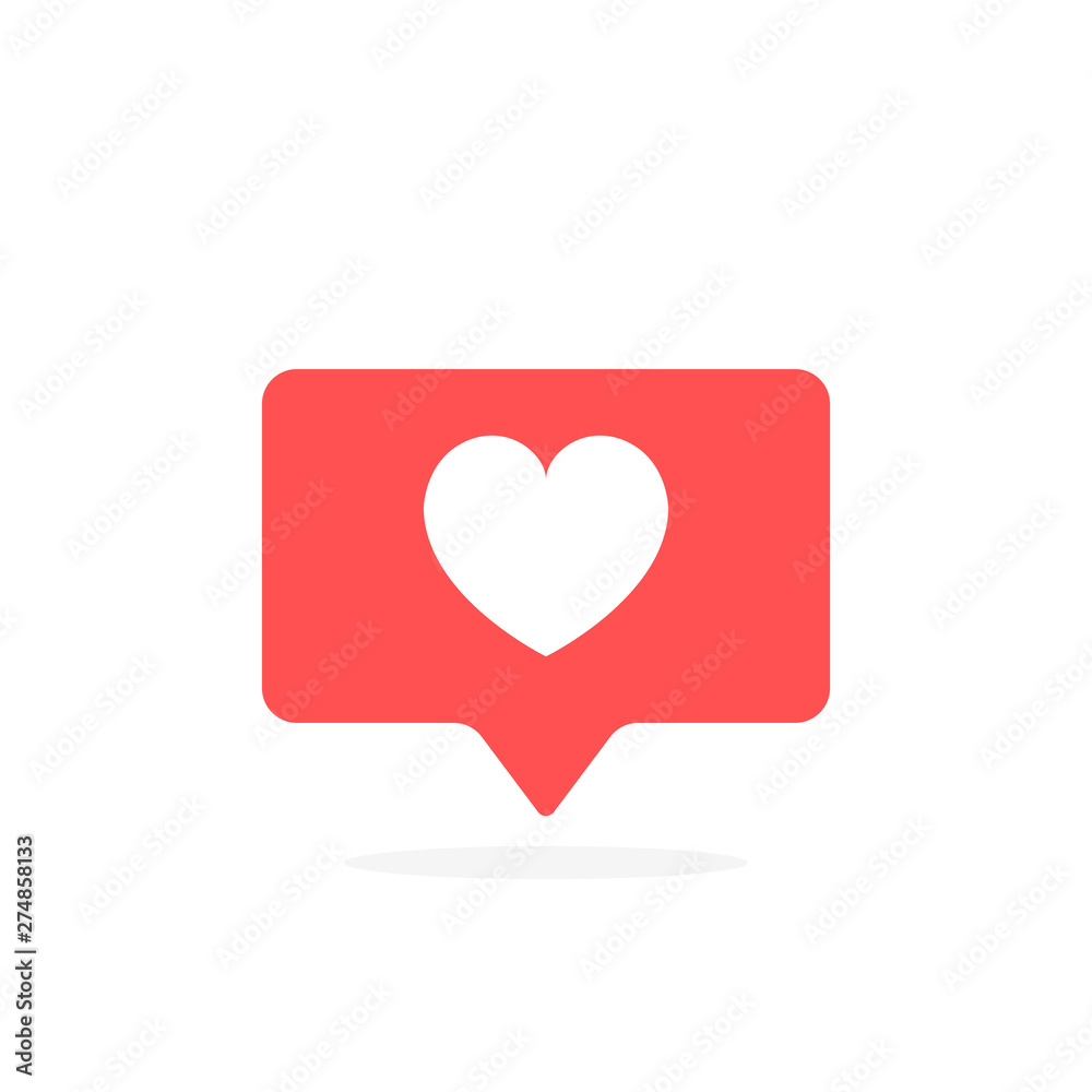 Like notifications, heart icon in rounded square pin. Modern flat style vector illustration Like notifications, heart icon in rounded square pin. Modern flat style vector illustration