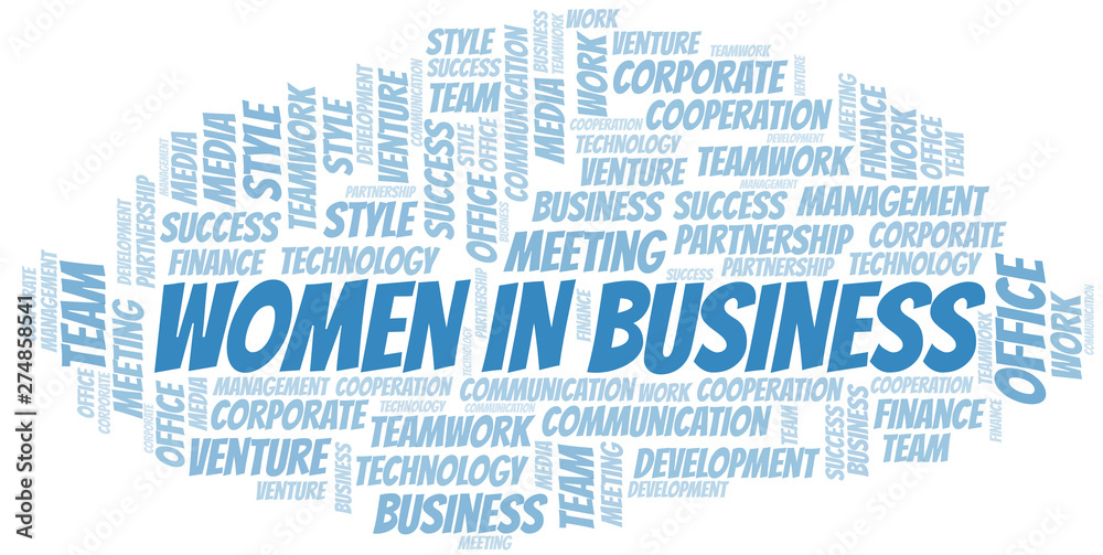 Obraz premium Women In Business word cloud. Collage made with text only.