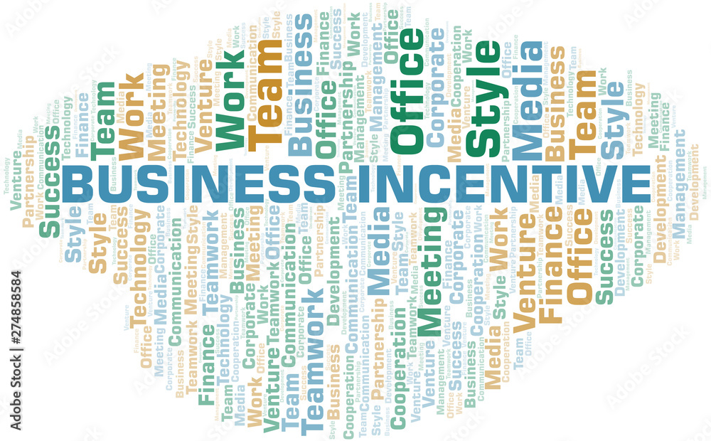 Business Incentive word cloud. Collage made with text only.
