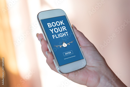 Flight booking concept on a smartphone