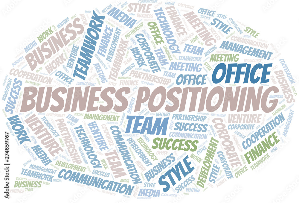 Business Positioning word cloud. Collage made with text only.