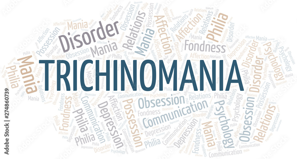 Fototapeta premium Trichinomania word cloud. Type of mania, made with text only.