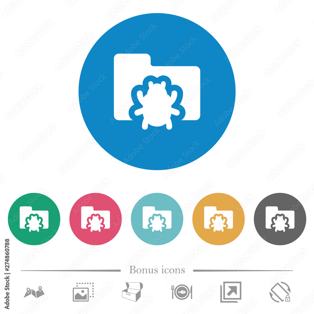 Bug folder flat round icons Bug folder flat round icons