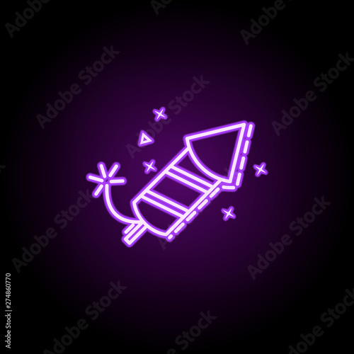 Fireworks dusk style neon icon. Elements of birthday set. Simple icon for websites  web design  mobile app  info graphics