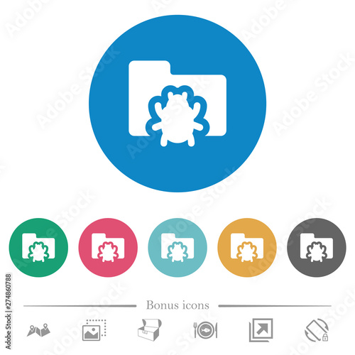 Bug folder flat round icons