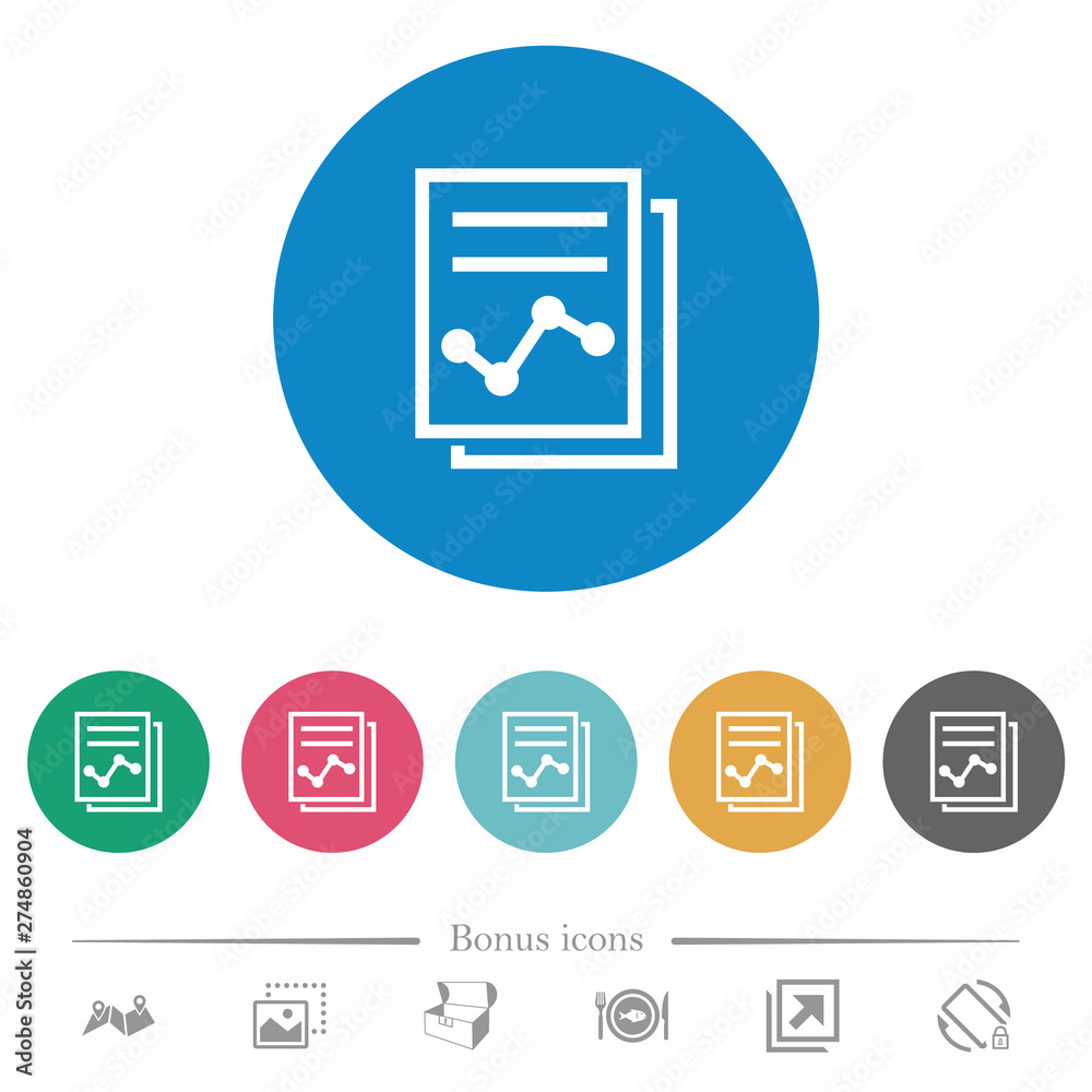Report with graph flat round icons Report with graph flat round icons