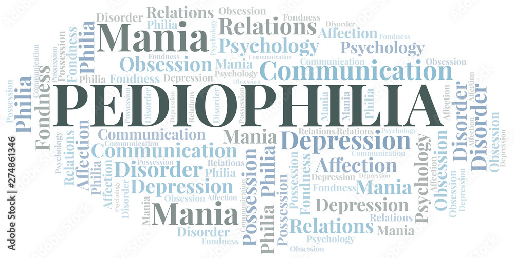 Fototapeta premium Pediophilia word cloud. Type of Philia.