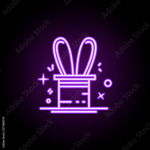 Focus hare inhat dusk style neon icon. Elements of birthday set. Simple icon for websites, web design, mobile app, info graphics photo