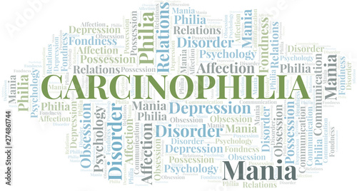 Carcinophilia word cloud. Type of Philia.