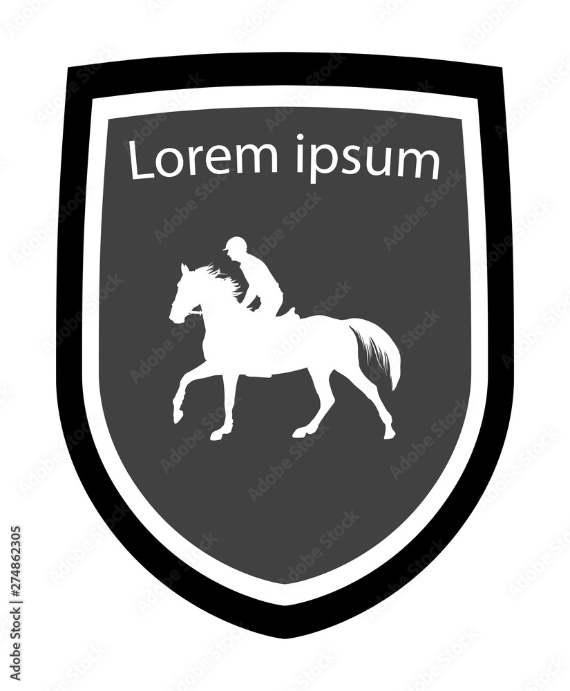 equestrian emblem with man riding horse silhouette equestrian emblem with man riding horse silhouette