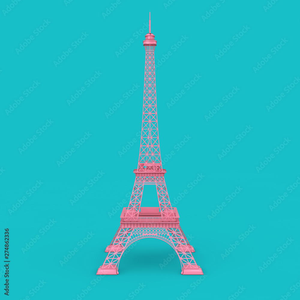 Paris Pink Eiffel Tower Statue. 3d Rendering