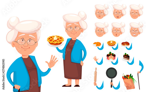 Grandmother cartoon character creation set