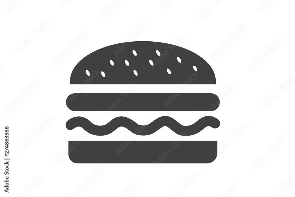 Delicious food hamburger black icon vector - Cheese Burger fast food icon