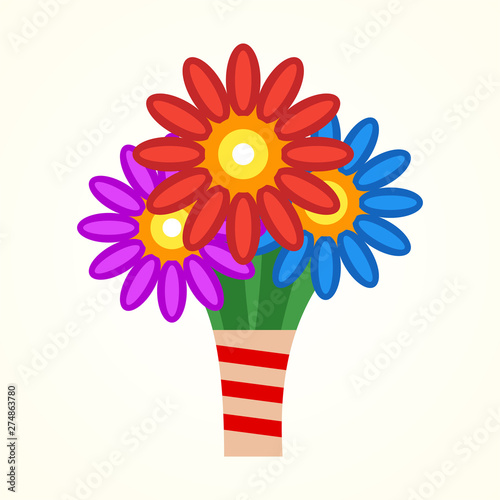 flowers in a vase flat icon. vector illustration logo. isolated on white background